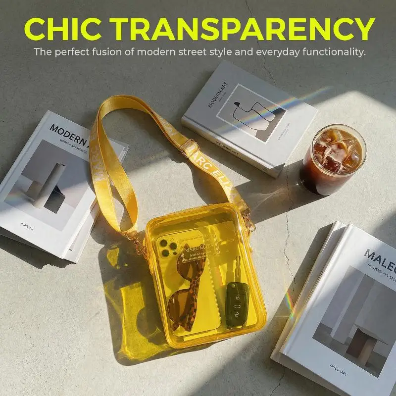 NewFashionable PVC Messenger Bag Transparent Shoulder Bag Waterproof Square Bag Handbag Phone Bag Women Lipstick Key Storage Bag view 2