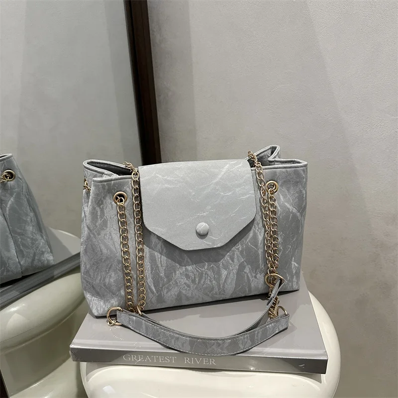 

Женская легкая роскошная сумка через плечо и подмышки с цепочкой - модная сумка через плечо большой вместимости, сумка через плечо