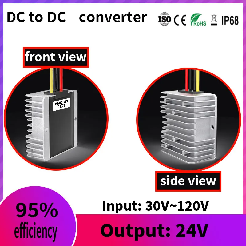 Step Down Module， DC-DC， 60V，72V，80V，100V，110V to 24V Transformer Power Module， Converter，Vehicle Voltage Regulator 20A
