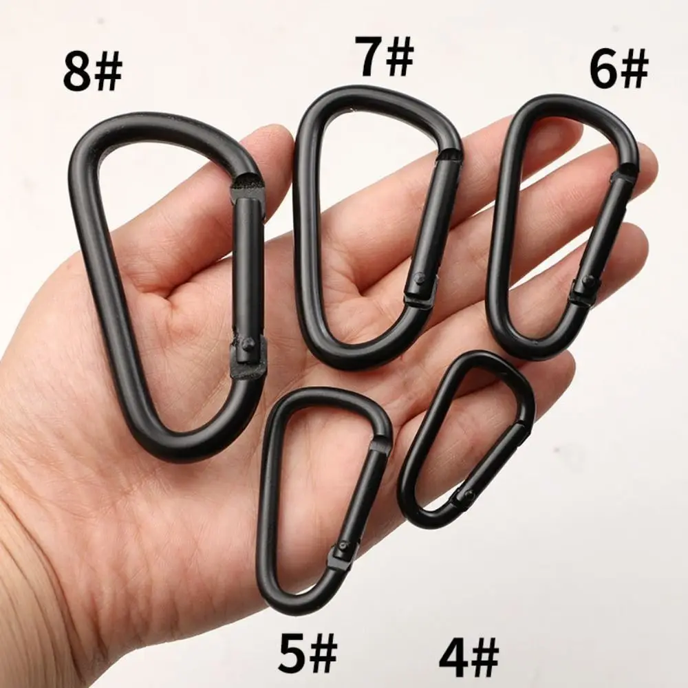 

5pcs D Type Quick Release Carabiner Aluminum Alloy Electrophoresis D Type Carabiner Black Protect Outdoor Sports Buckle Fishing