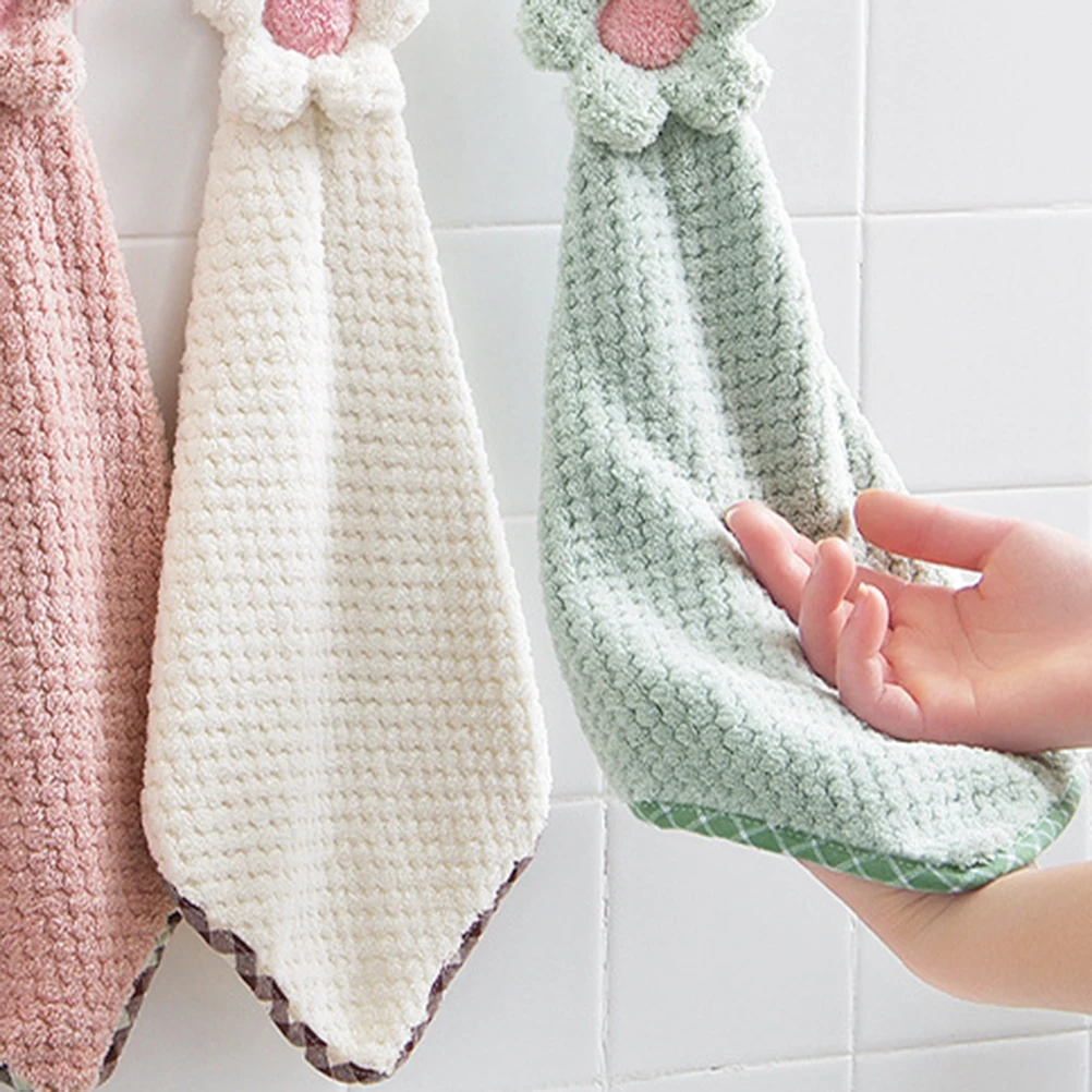 

Household Lint-Free Hanging Water Absorbent Quick Drying Dishcloth For Kitchen Bathroom Office Sunflower Design Green No Fade