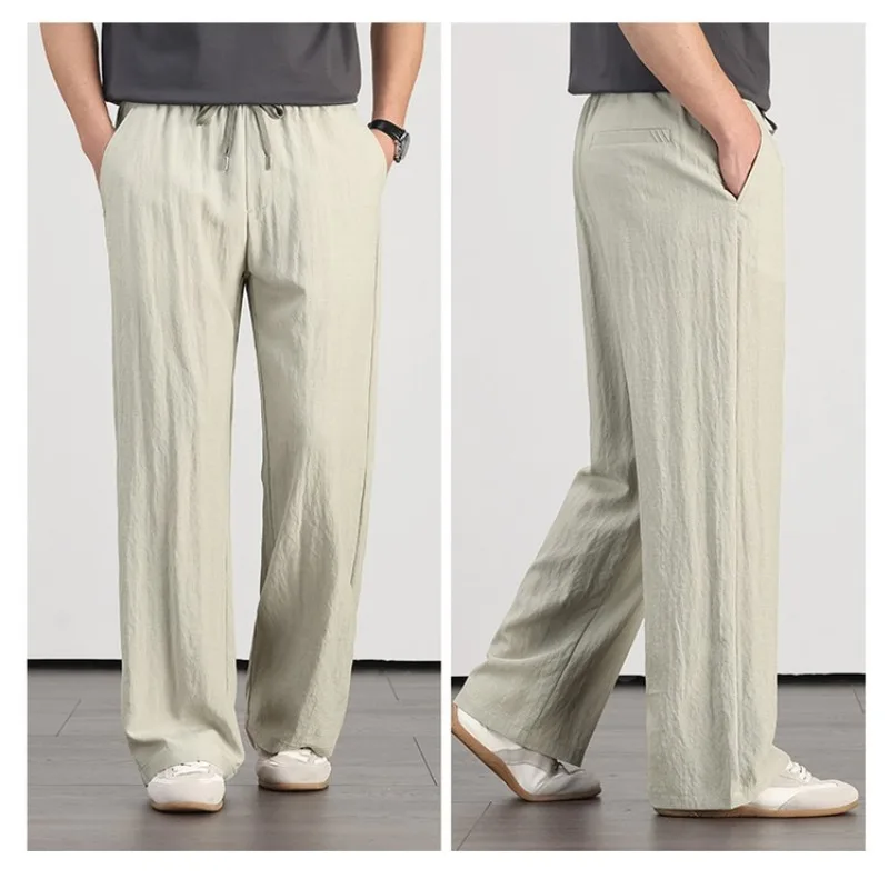 

Cool Touch Men’s Summer Pants - Anti-Crease, Breathable & Light, Drawstring Closure, Loose Style for Hot Weather Sunscreen