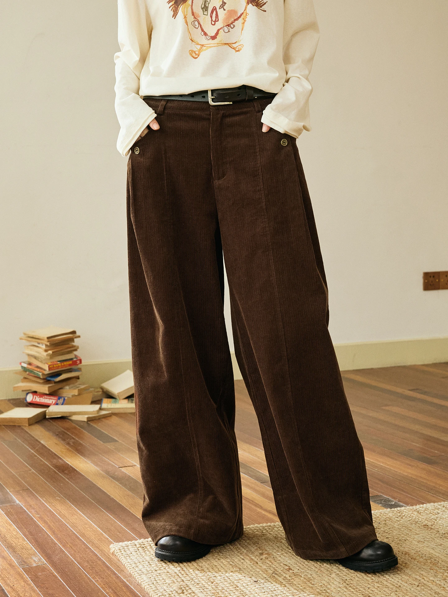 

Брюки Octopusme из вельвета с широкими штанинами, повседневные, прямого кроя, весенние, с высокой талией, на молнии, универсальный размер