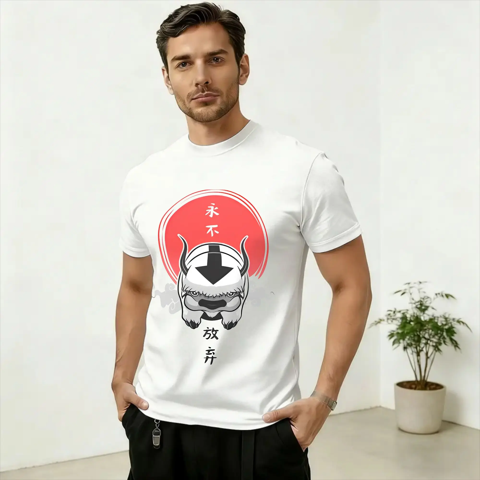 Avatars Airbender Appa Momo Men's T Shirts  Funny Tees Short Sleeve O Neck T-Shirt 100% Cotton Graphic Clothes