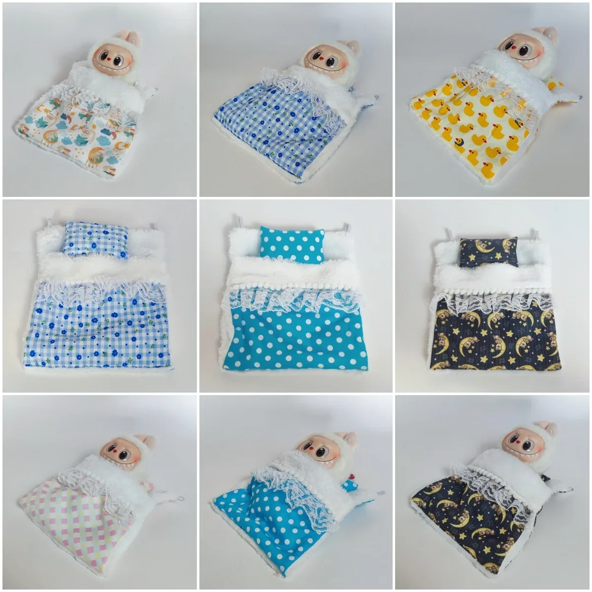 

Clothes for Labubu Ropa Labubu For 15/17cm Doll Quilt and Pajama Set Three-piece Set Cosy Baby Bed Home Warmth Toy Girl Gift