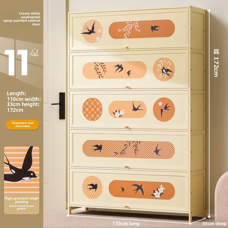 

Stable Home shoe cabinet Home entrance Indoor solid wood porch cabinet Large capacity shoe rack Cream style retro storage
