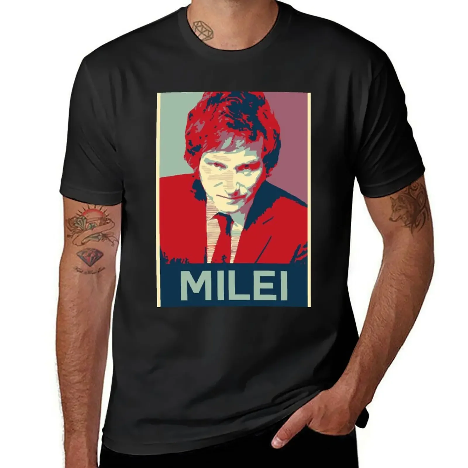 Javier Milei Design T-Shirt blue archive oversizeds vintage t shirt men