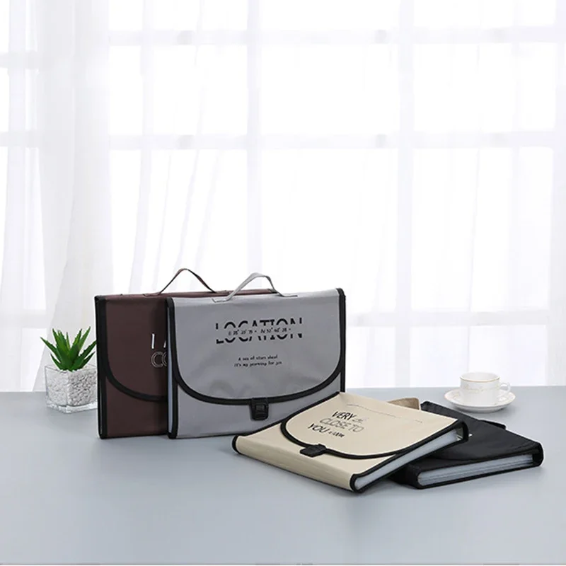 A4 Multi-layer Folder File Document  Bag Portable Organ Bag Bill Paper Storage Folder Holder Office Pouch Organizer
