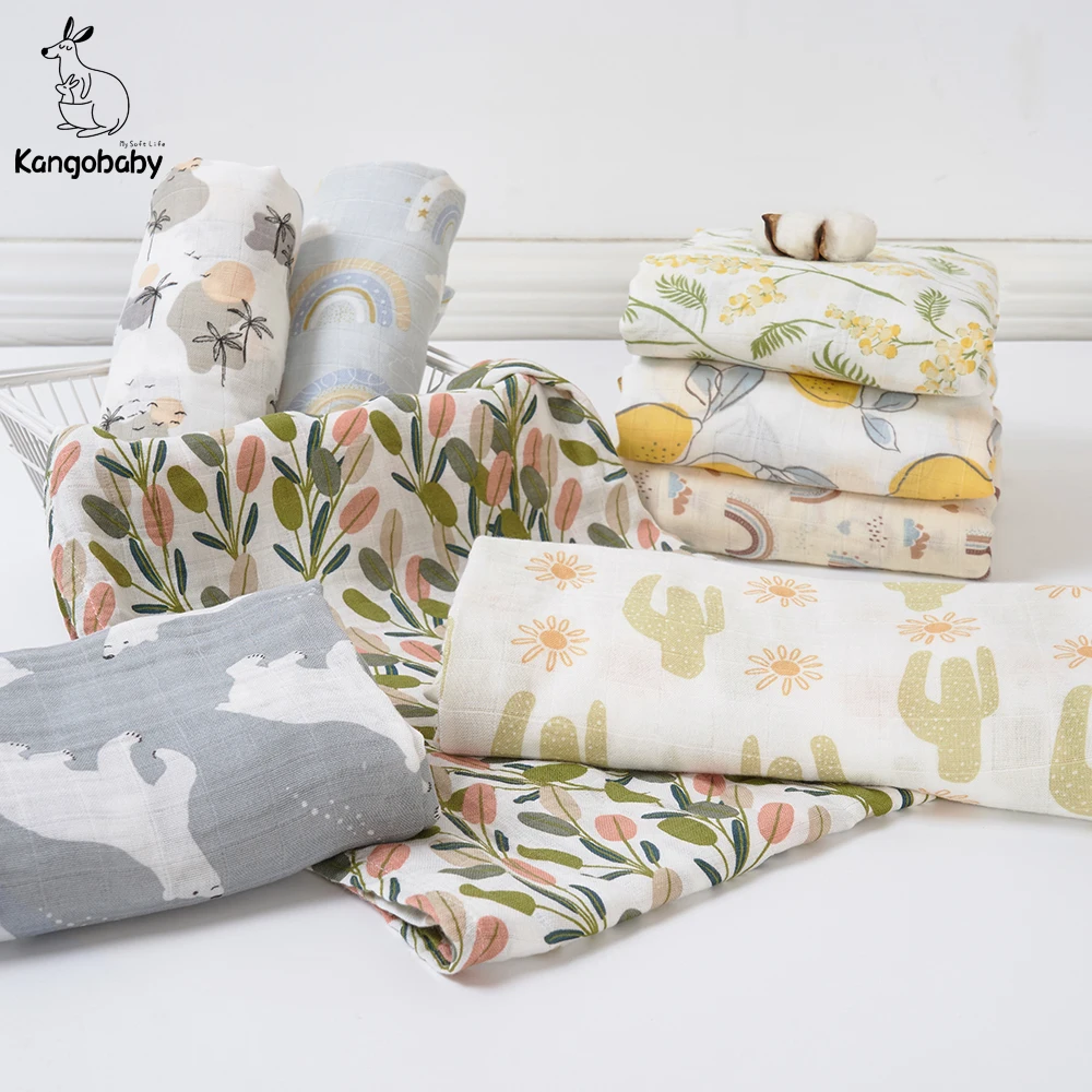 Kangobaby-Manta de muselina de algodón de bambú para bebé, cubierta de lactancia súper cómoda, envoltura para recién nacido, # My Soft Life #, nuevo diseño