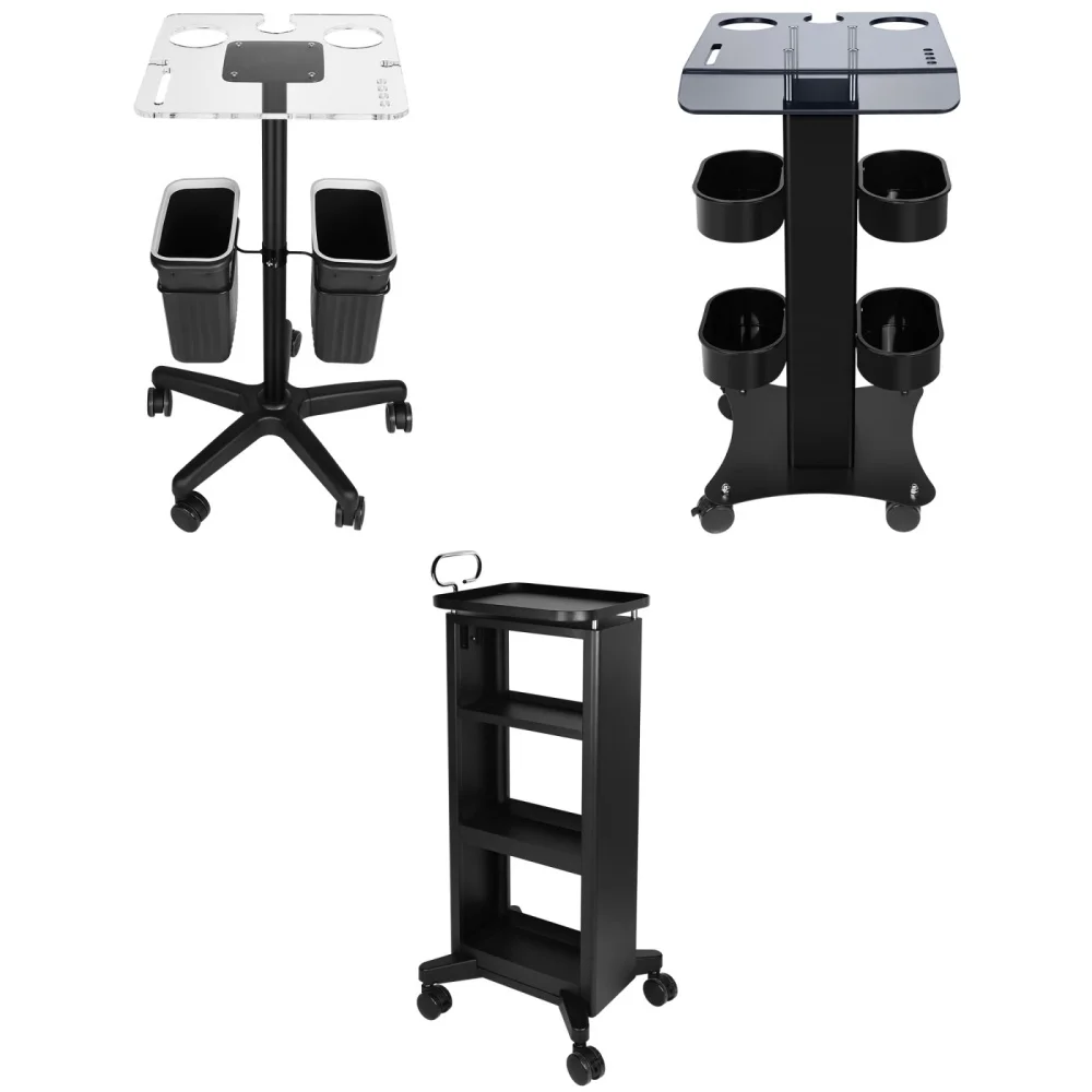 

Salon Trolley New Acrylic Storage Cart for Hairdressing Tools with Shelves Stylish and Hairdressing Professional Supply Trolley
