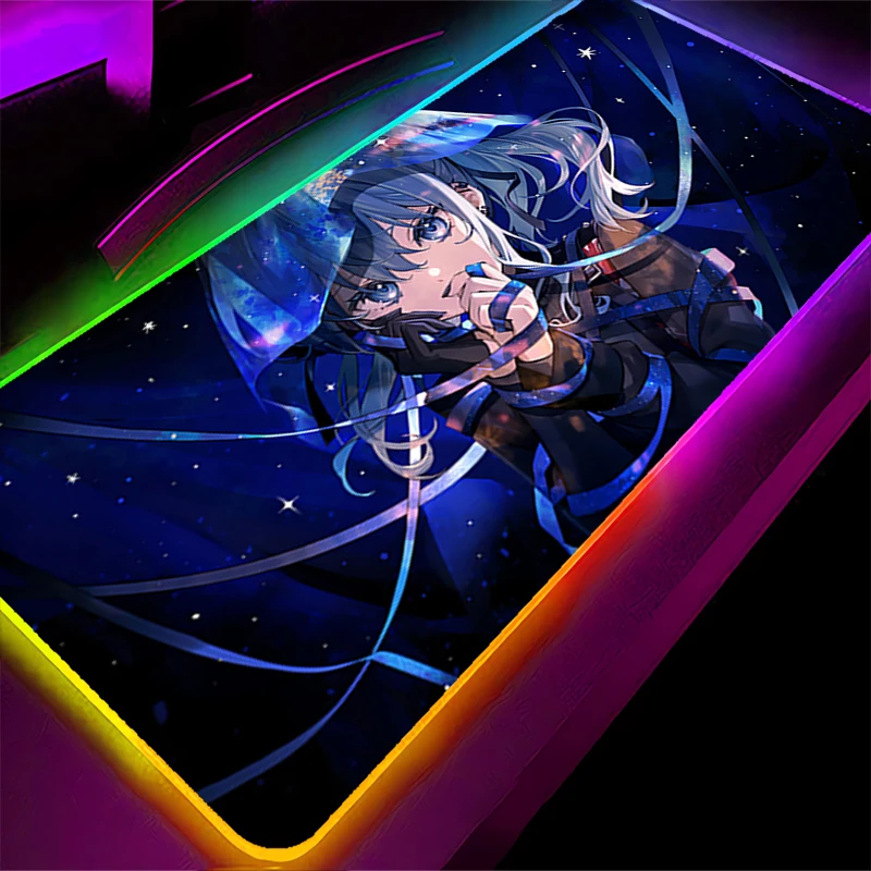

RGB LED Mouse Pad H-hololive Hoshimachi Suisei Non-Slip HD Keyboard Pad Anime Gaming Mat PC Accessories Mousepad Rubber Desk Mat