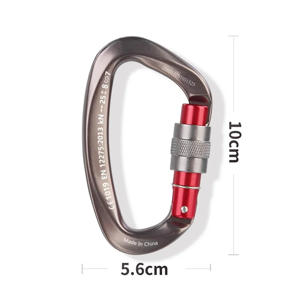 Xinda 25kN  D-Shape Carabiner Climbing Security Safety Buckle Screw Gates Master Lock Carabiner Outdoor Rock Climbing Equipment