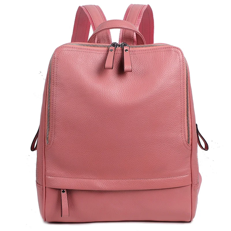 Genuine Leather Women's Fashion Backpack High Quality School Travel Backpack Bags Female Multifunctional Bag Pack
