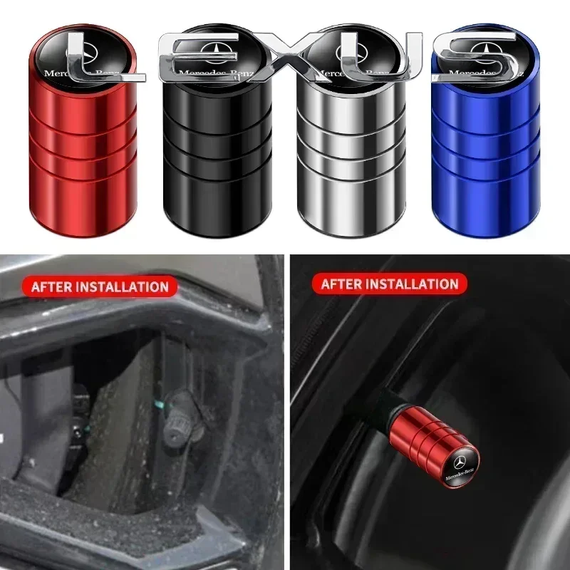 

4Pcs Metal Car Wheel Tire Valve Air Stem Cap Cover For Mercedes Benz C180 C200 C260 C300 W108 W124 W126 W140 W168 W169 W176