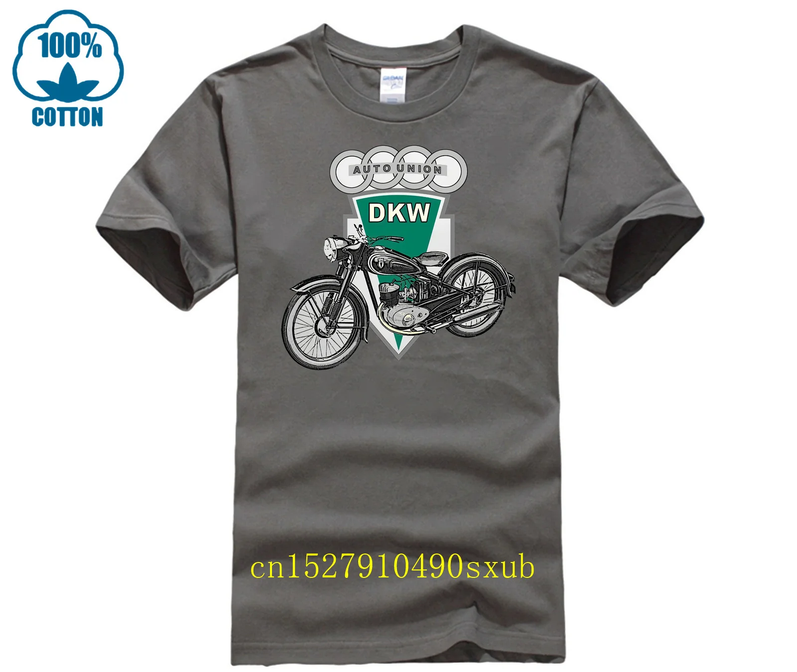 تي شيرت رجالي جديد موديل 2023 بأكمام قصيرة مضحك Dkw للدراجة النارية Rt 125 بشعار الاتحاد تي شيرت كلاسيكي ضيق