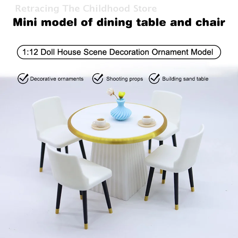 1Pc/1Set Poppenhuis Eettafel En Stoelen Simulatie Model Mini Living Meubels Speelgoed Poppenhuis Accessoires Fantasiespel speelgoed
