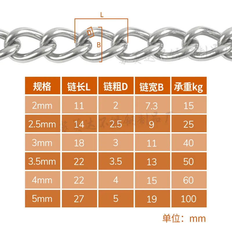 HQ TC01 Stainless Steel 304 Twist Chain with Two Snap Hook or Quick Links for Dog Lead Leash Binding Clothesline Banner Hanging