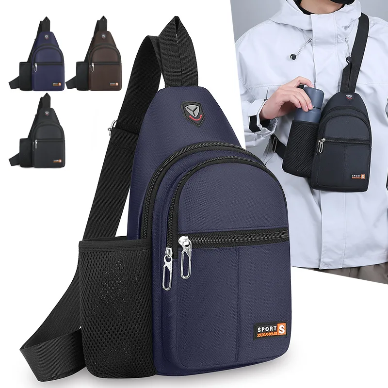 New Waterproof Crossbody Bag, Fashionable Chest Bag, Multifunctional Casual Single Shoulder Water Cup, Men's Backpack for Travel