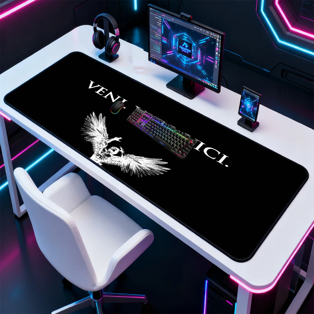 Veni Vidi Mouse Pad Vici Angel Wings Black Large Gaming 160x60cm Rubber Nonslip Desk Mat 120x60 1400x600 Mousepad Gamer