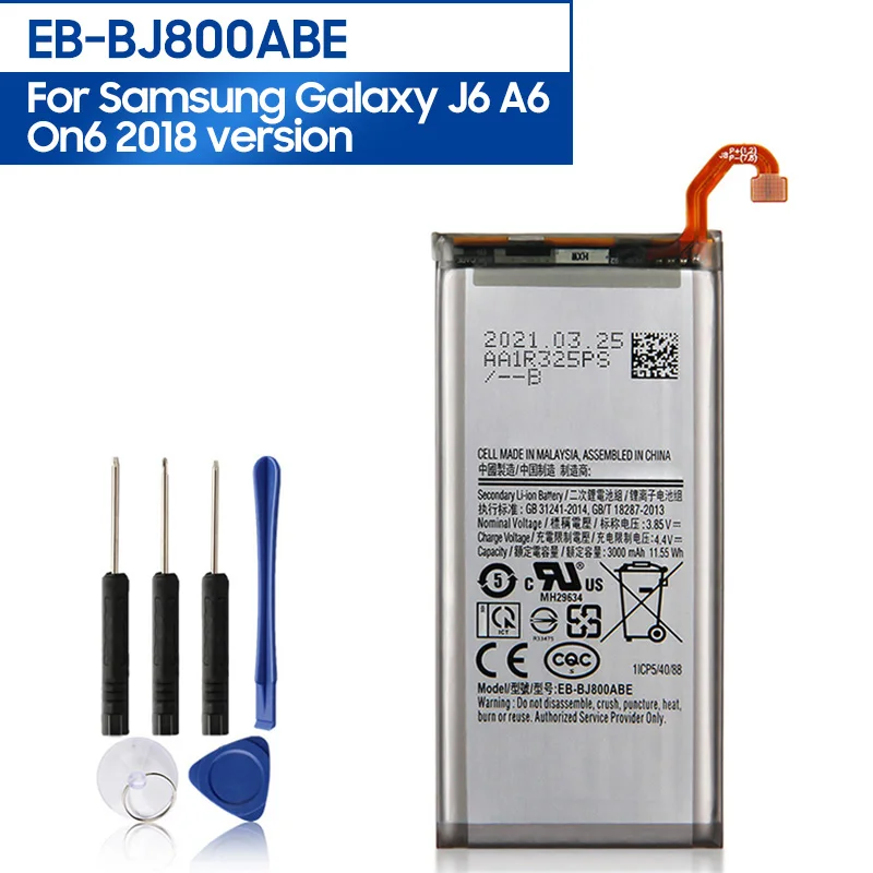 

Replacement Battery EB-BJ800ABE For Samsung GALAXY J6 A6 On6 2018 version SM-A600F J600 Replacement Phone Battery 3000mAh