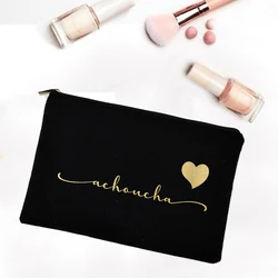 presente madrinhas de casamento Bolsa de Maquiagem Personalizada Nome Personalizado Lona Estojo de Cosméticos Casamento Presentes de despedida de solteira Dama de honra Impressão de letras douradas Feriado