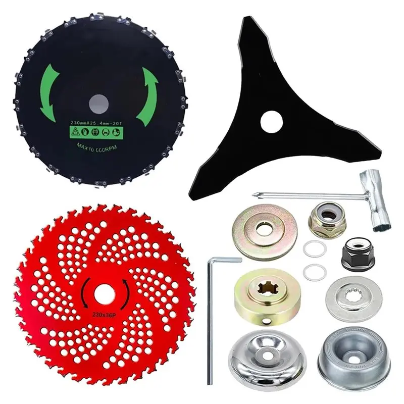 Hot Sale-Brush Cutter Blade Set(3 PCS), With Adapter Kit- 9