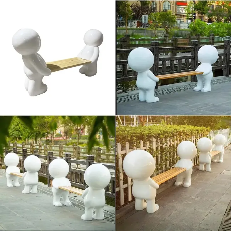Cartoon Fiberglass Modern Bench Outdoor Recreation Seat for School Hotel Park