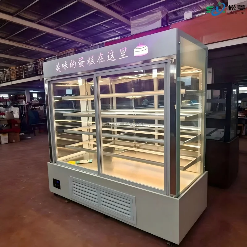 custom.Luxury Cake Display Standing Fridge 4 Layer Shelf Cooling Frost Bakery Showcase Cooler