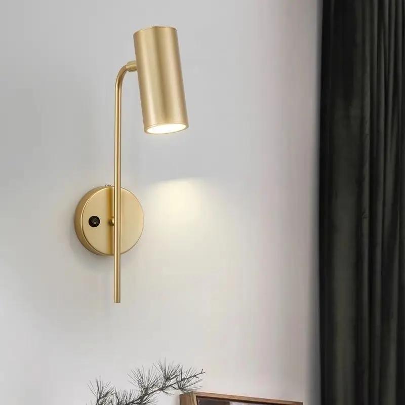 Minimalist Metal Wall Lamp Black Gold Rotatable Reading Sconce E27 Optional Switch For Bedroom Living Room Corridor Study