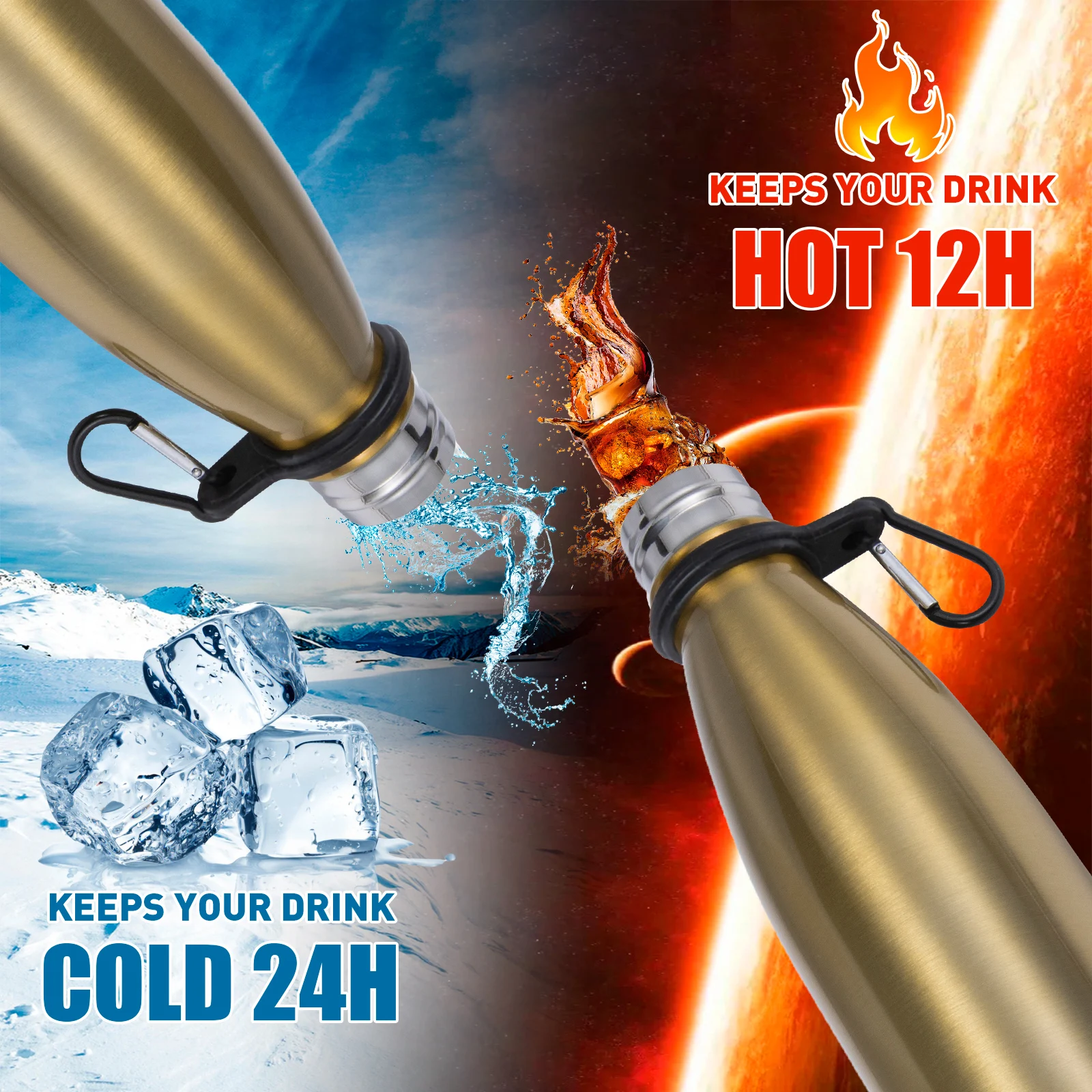 زجاجة مياه من الفولاذ المقاوم للصدأ آمنة تحويل مصنوعة من حجرة مخفية للمفاتيح النقدية والأشياء الثمينة