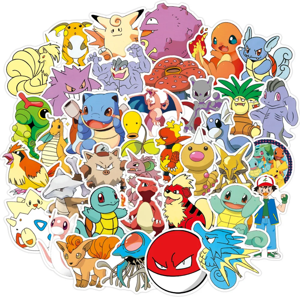 10/30/50/100pcs Pokemon Anime Decoration Stickers Cool Pikachu Vinly Decals for Kids Gift DIY Luggage Diary Cute Cartoon Sticker