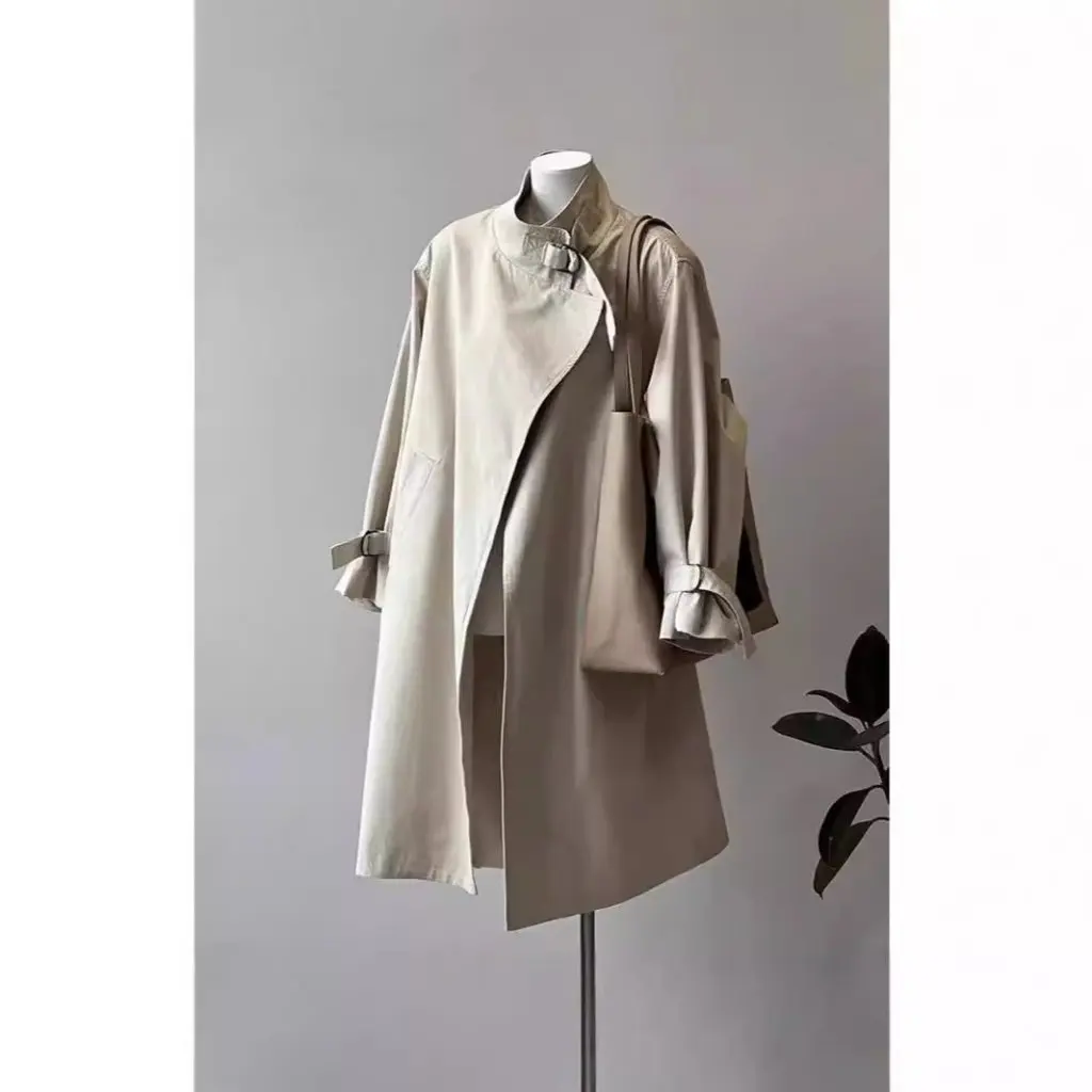 

Women's Mid-Length Loose Coat Early Autumn Casual High-End British Style Retro Lazy Coat Fashionable Outerwear