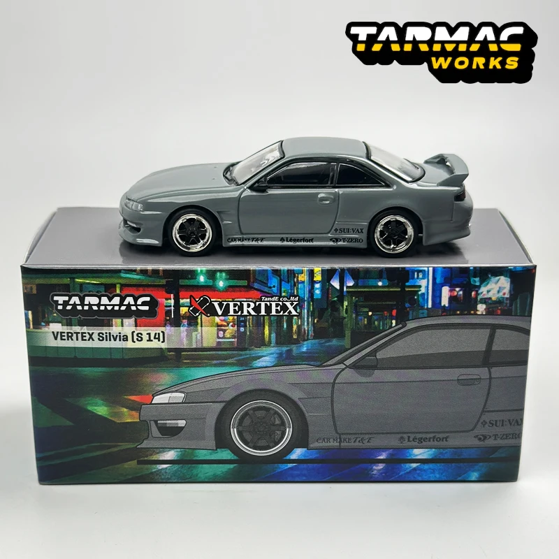 طراز سيارة Tarmac Works 1:64 TW VERTEX Silvia S14 من خليط معدني باللون الرمادي #4