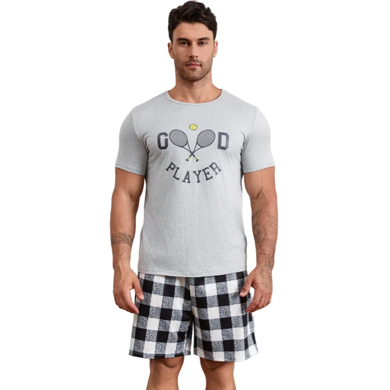 

Мужской летний домашний костюм: шорты и футболка с коротким рукавом, мягкий, приятный к телу, свободный, повседневный комплект для отдыха
