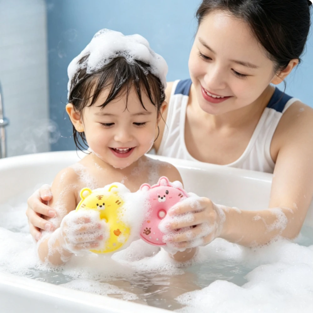 1pcs Cartoon bath cotton children's bath towel painless scrubbing