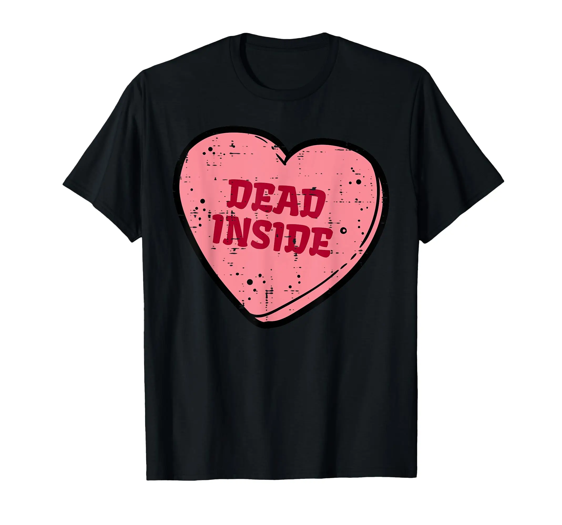 Camiseta abstracta Anti Día de San Valentín Dead Inside Heart divertida concientización única camisa de algodón con cuello redondo