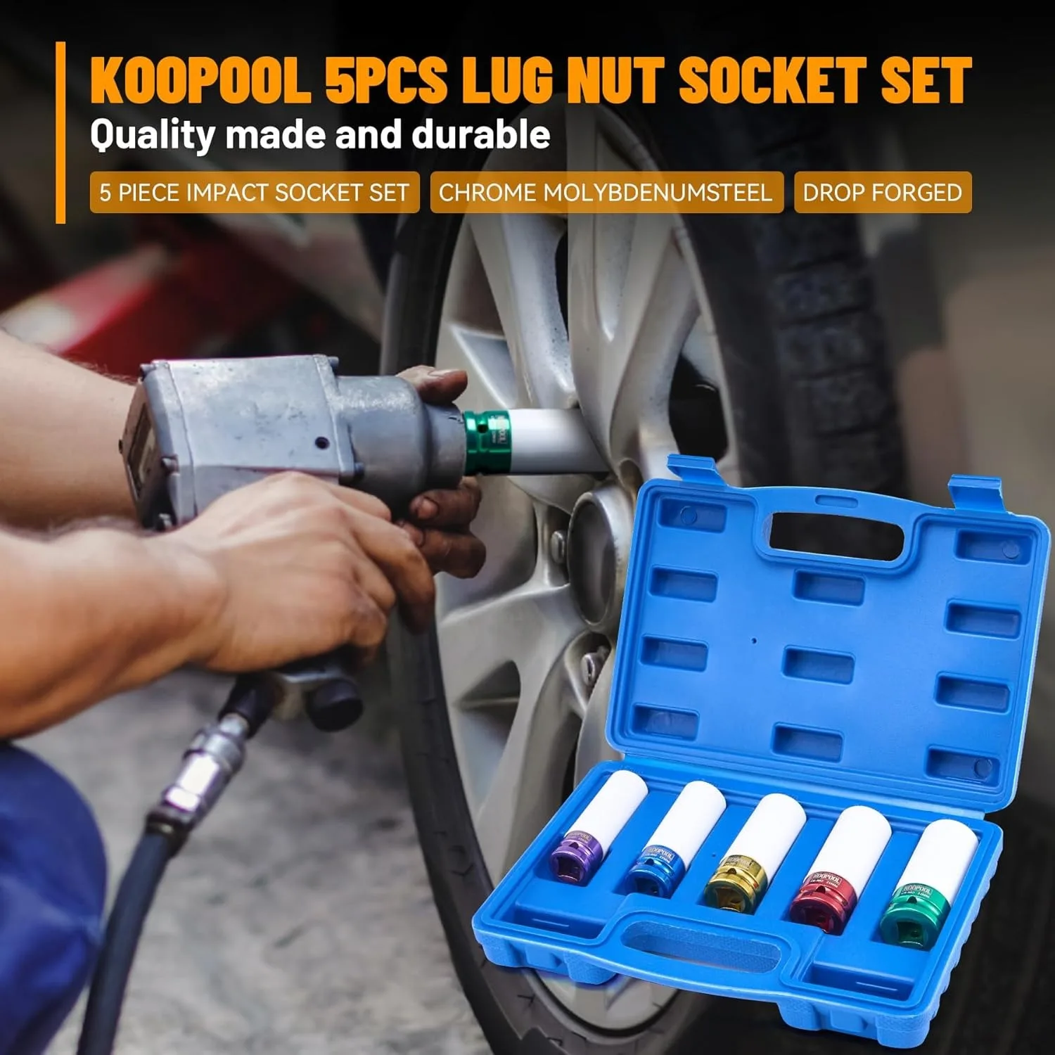 7/5/4PCS Chiave a tubo Manicotto 17/19/21mm Foro Colorato Per La Protezione Dei Pneumatici Strumento di Riparazione Per Impact Profonde Dado Driver Strumento Manuale