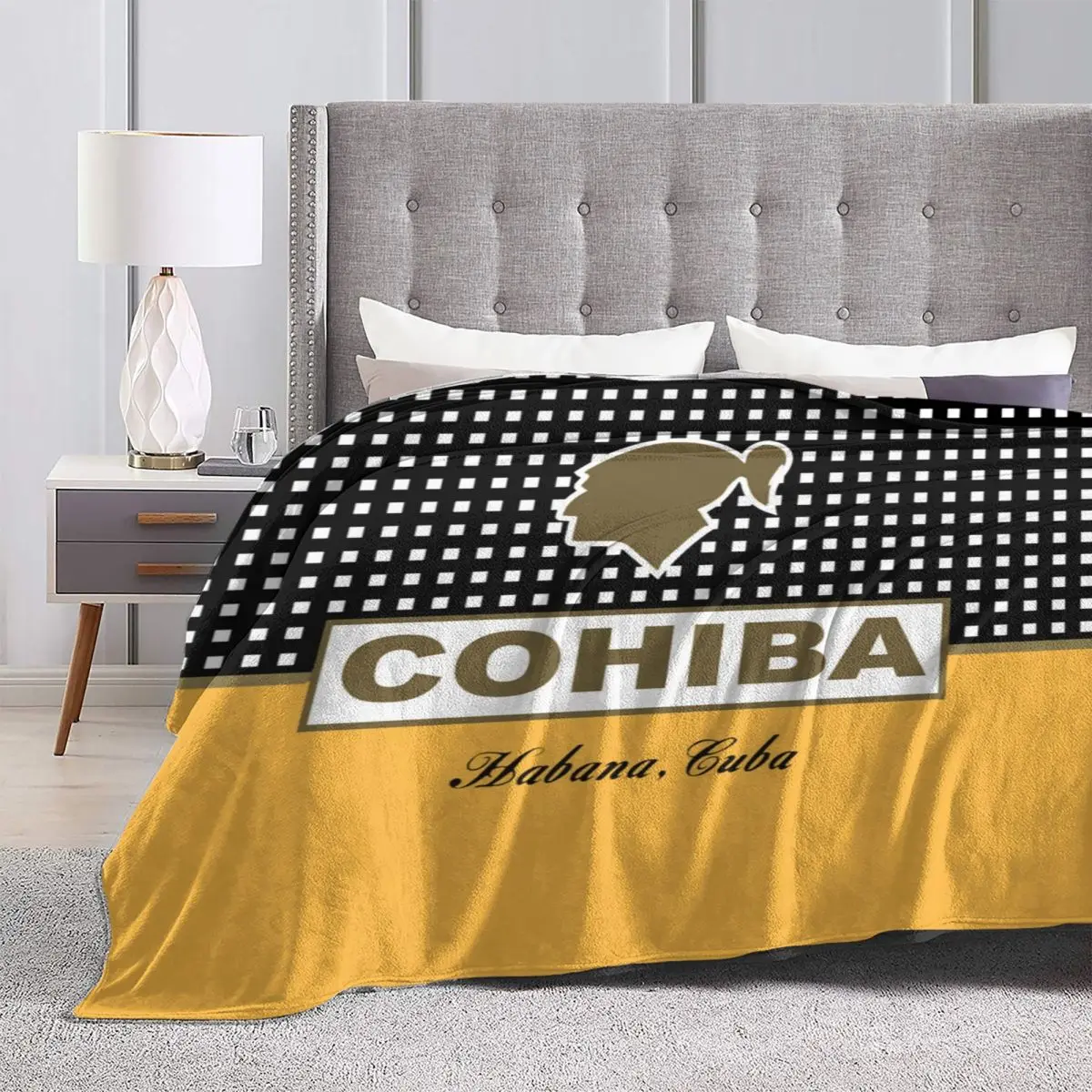 Cuban Cohiba Habana Soft Warm Blanket Yellow Airplane Travel Throw Blanket Winter Novelty  Flannel Bedspread Sofa Bed Cover