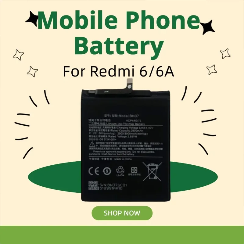 

Аккумулятор для мобильного телефона BN37 3.85V 2900mAh для Redmi 6/6A