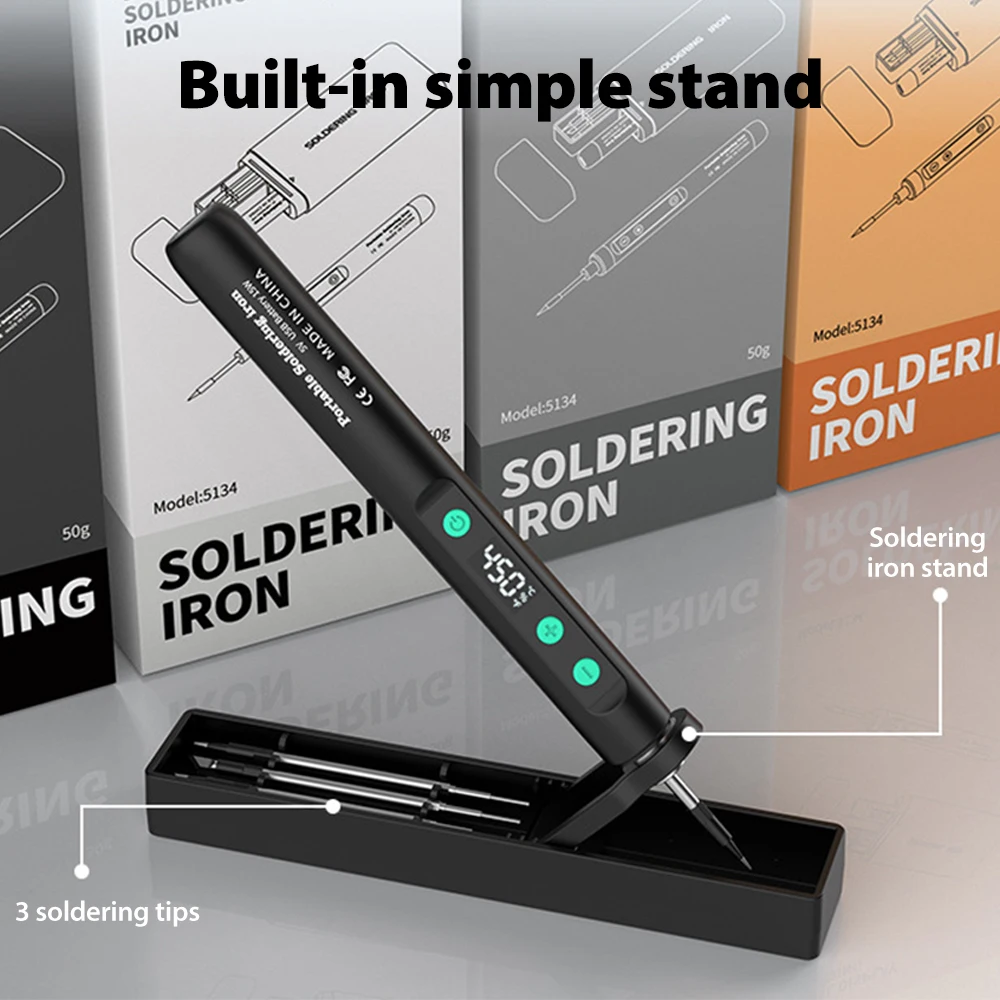 

Portable USB Soldering Iron Kit with Intelligent Temperature Control Fast Heating Type-C Interface for Electronics Repair Tools