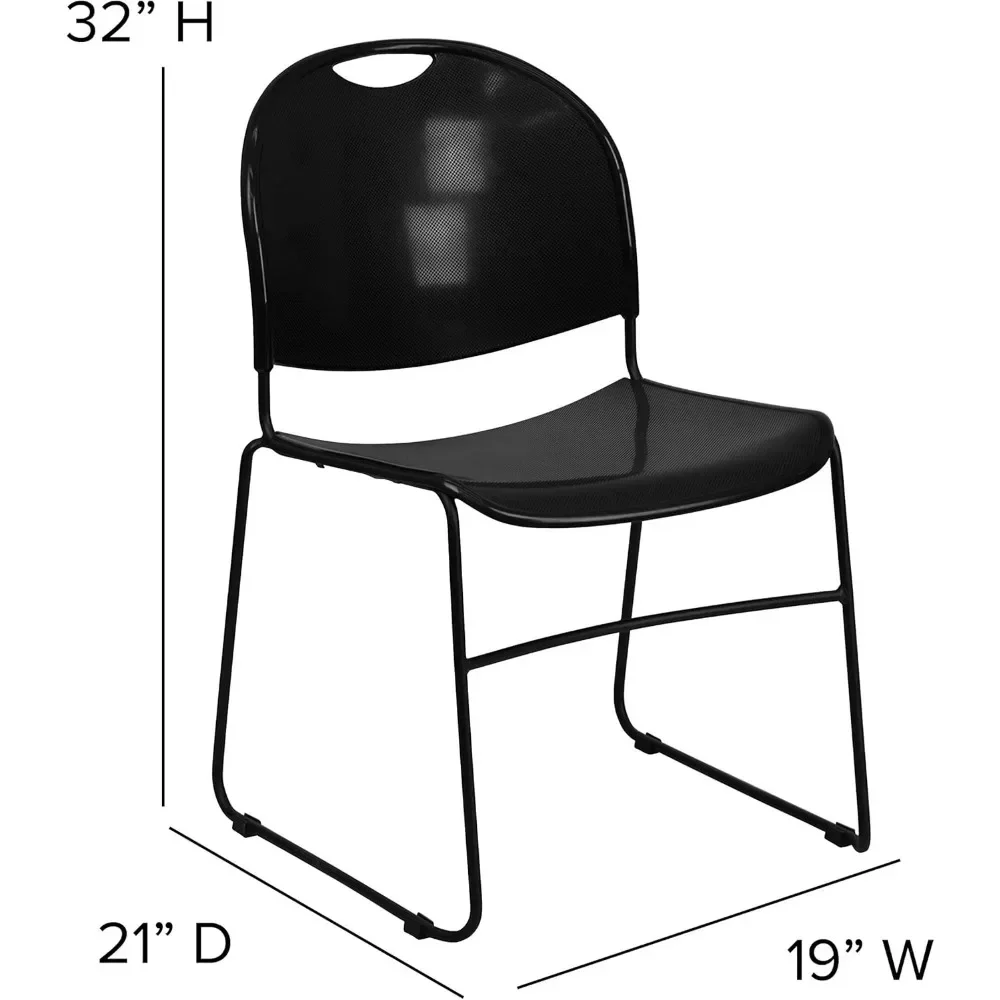 Sillas apilables de plástico ultracompactas para eventos/sala de espera serie Hercules, sillas ergonómicas para vestíbulo con asientos contorneados, juego de 5