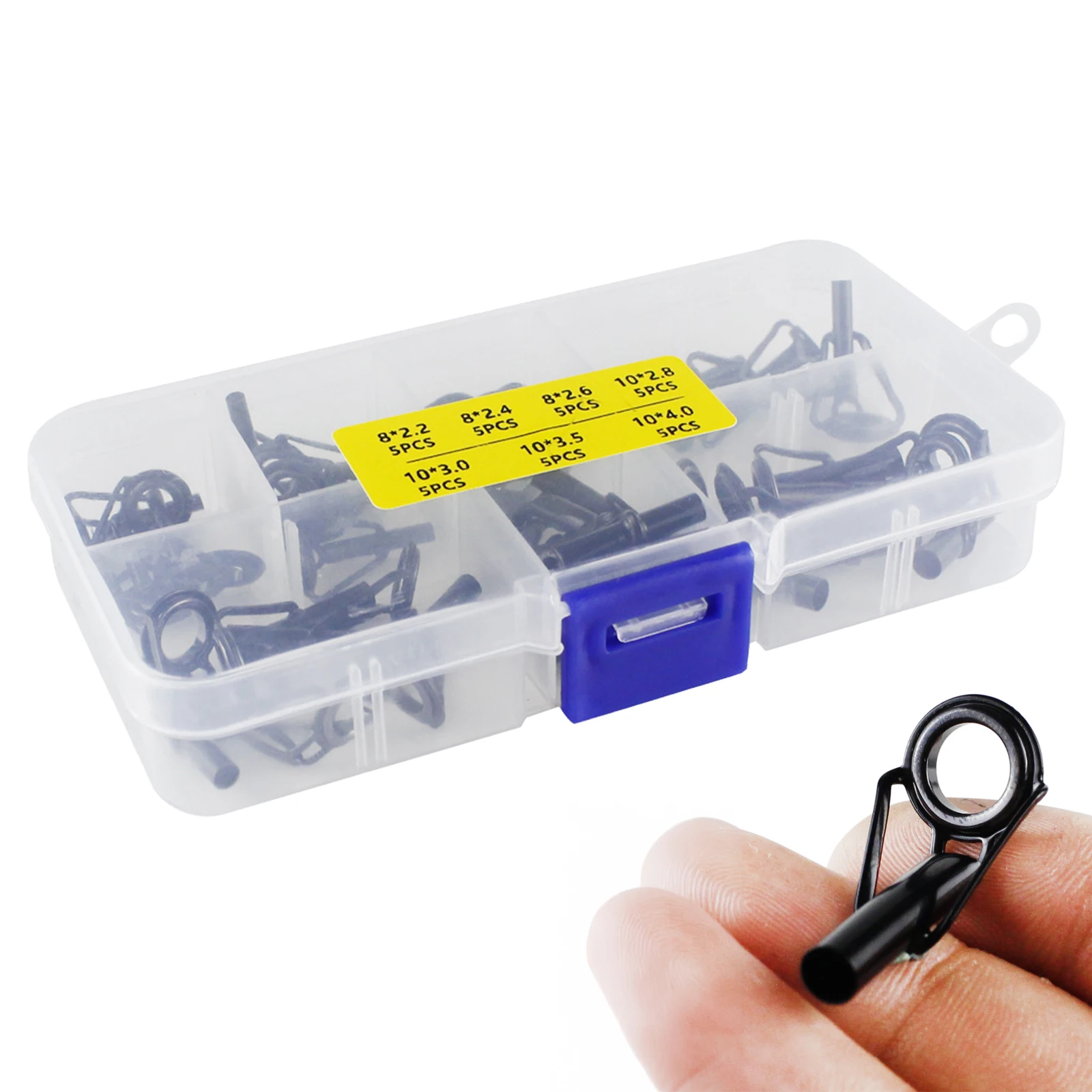 

35PCS Fishing Ceramic Guides Rod Tip Repair Kit Stainless Steel Ring Fishing Pole Eyelets Repair for Freshwater Saltwater Fish