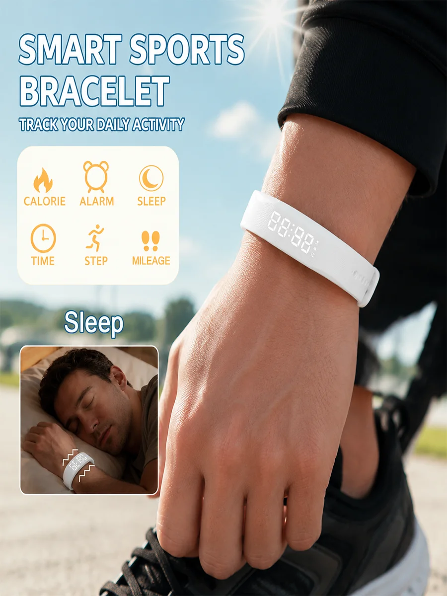 Sports Fitness Band Step Counter Calorie Tracker Heart Rate Monitor Activity Tracking Sleep Analysis Waterproof Wristband F107