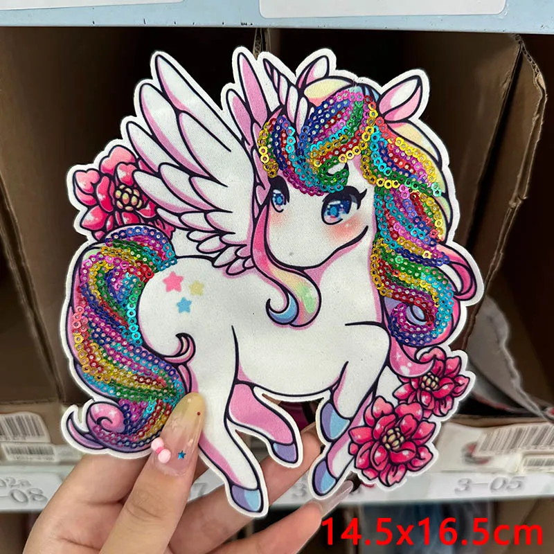 Sequin Unicorn Applique Sew On Clothes Cute Cartoon Animal Patches On Clothes DIY Sewing Applique/Badges DIY Clothes Accessories