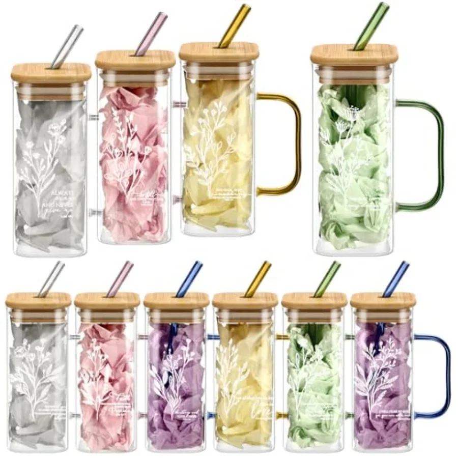 

20 Pcs Christian Tumbler Gift for Women Bulk 13.5 oz Bible Verse Drinking Glass Cups with Handle Lids Straw Pastor Wife Religio