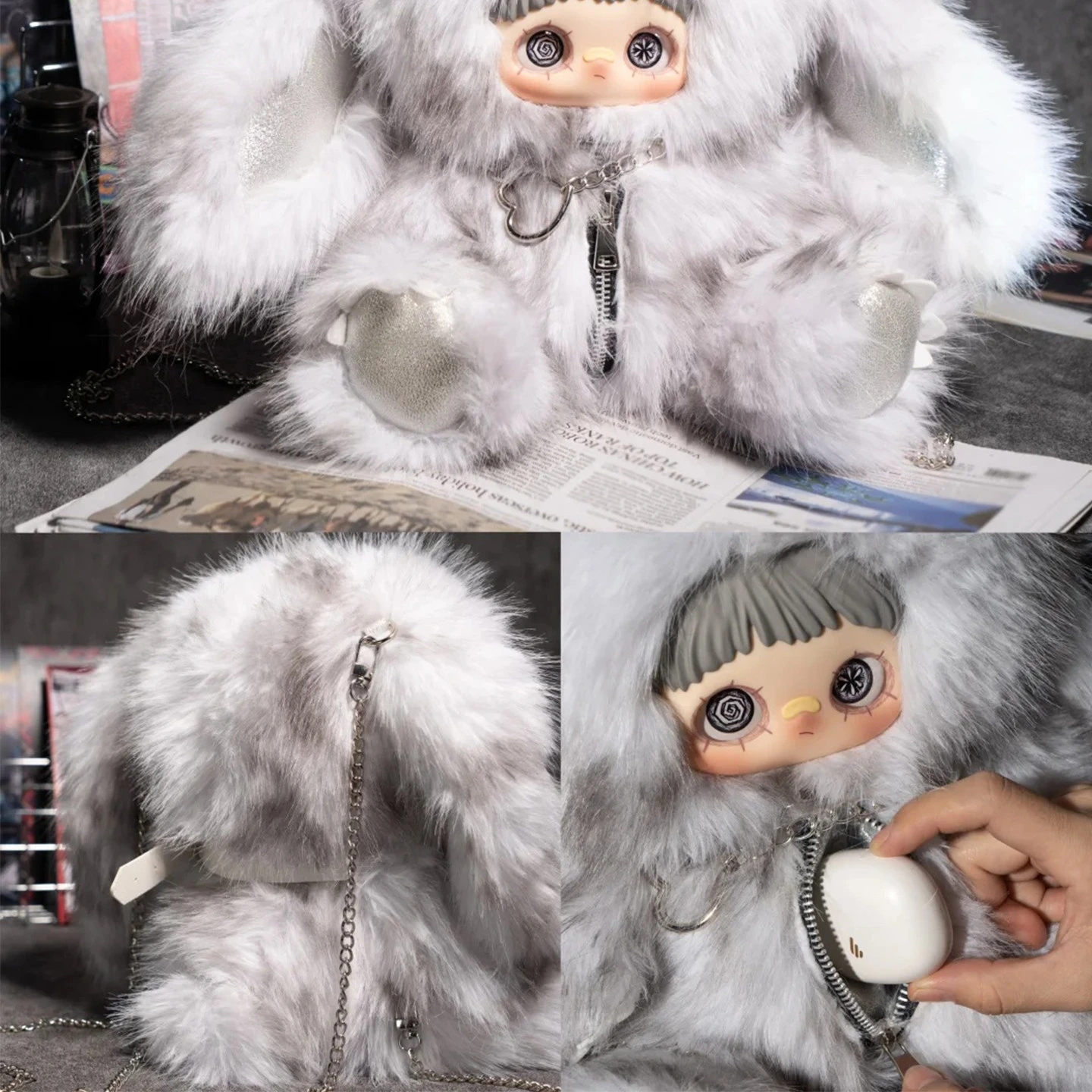 حقيبة أزياء أصلية من سلسلة Maymei Rebel Doll بحجم 400%، مقاس 34 سم، حقيبة ظهر بسلسلة على شكل دمية فينيل كاواي، زينة، هدية مفاجئة لعيد ميلاد الفتاة