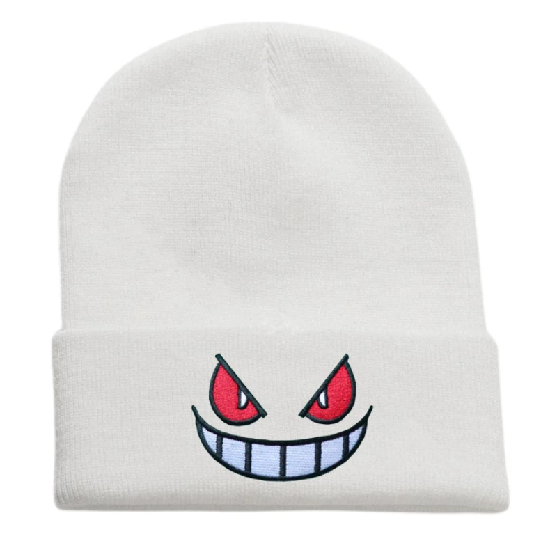 12 Colors Cartoon Embroidered Beanies Knitted Skullies Autumn Winter Warm Wool Hat Gengar Women Men Beanies