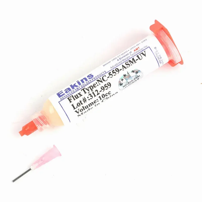 2pcs/lot 10CC NC-559-ASM-UV Solder Flux Paste Lead-free Needles Booster Syringe Pusher For Cell Phone BGA PCB Soldering Repair