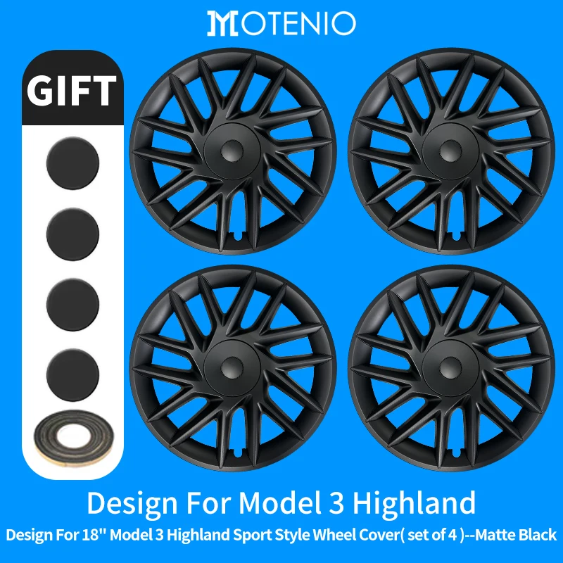 4 Stuks Stormstijl Wieldeksels Rechts & Links voor Tesla Model 3 Highland 2023–2026 – 18 Inch – Wielaccessoires