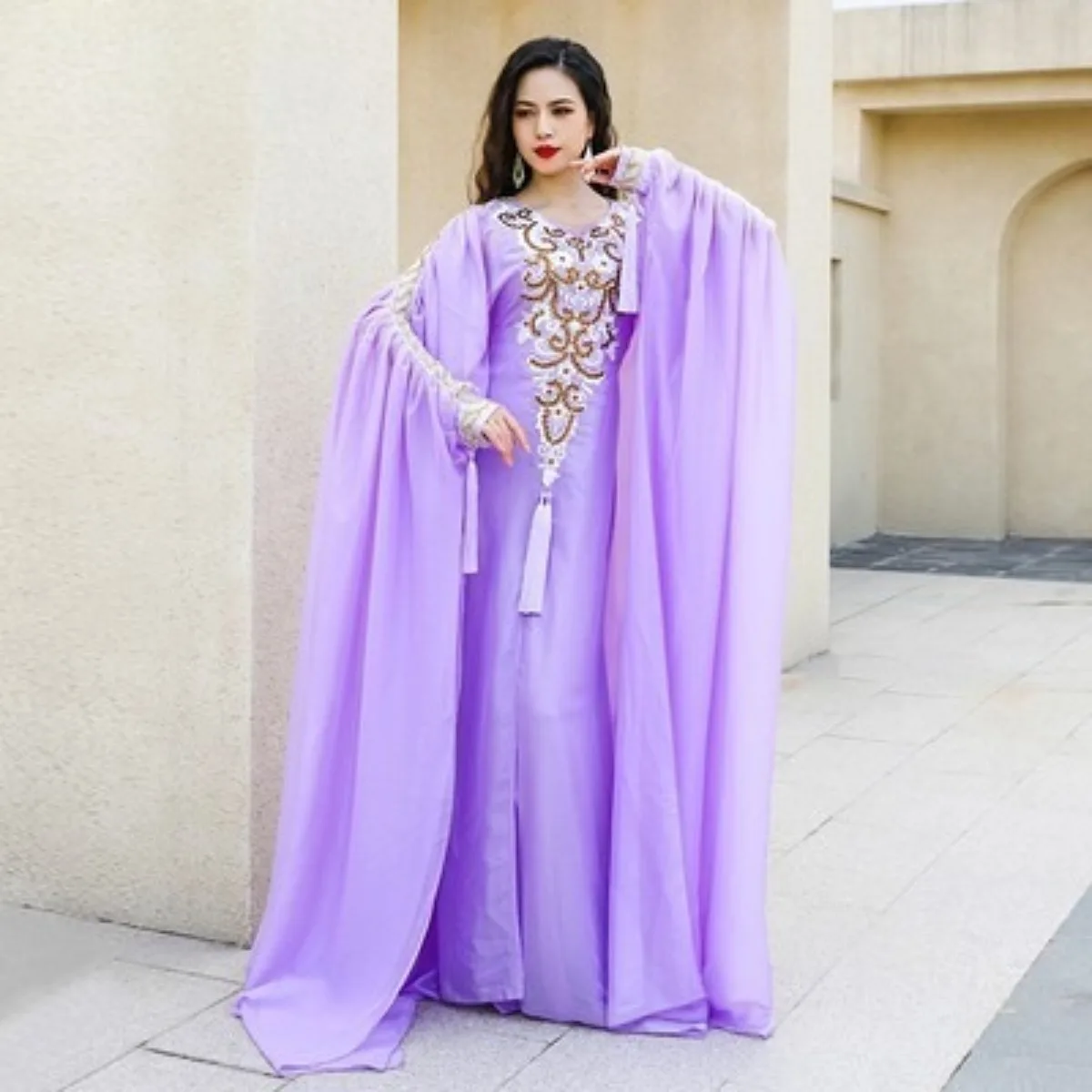 New Design Fringe Belly Dance Robe Elegant Flowy Style Perfect for Hair Flick Performance and Oriental Dance Stage Wear